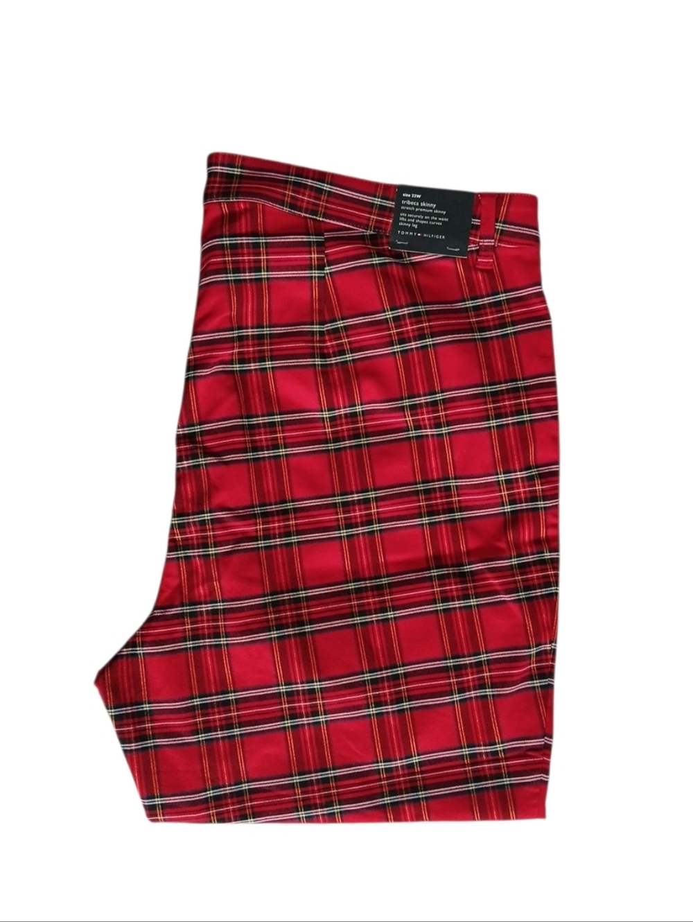 Tommy Hilfiger Tribeca Skinny Stretch 22W Premium Red Plaid NWT